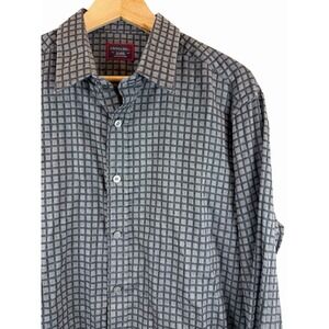 UNTUCKit Men's Arancano  X-LARGE Long Sleeve Gray Flannel Check 100% Cotton